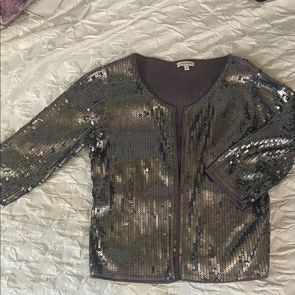 🎉HOST PICK🎉Boston Proper Open Front Sequin Cardigan - Picture 2 of 5